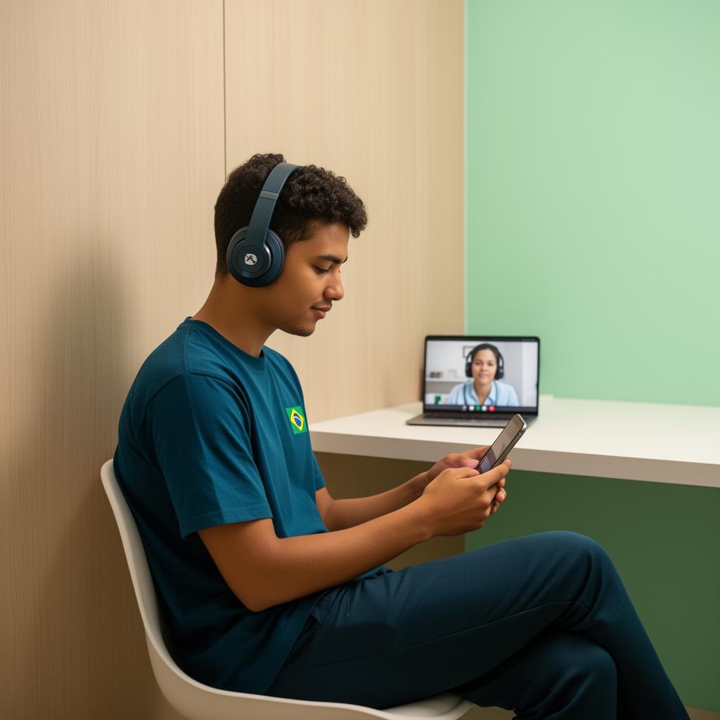 Médica em videoconsulta com paciente pela plataforma MobiMedical
